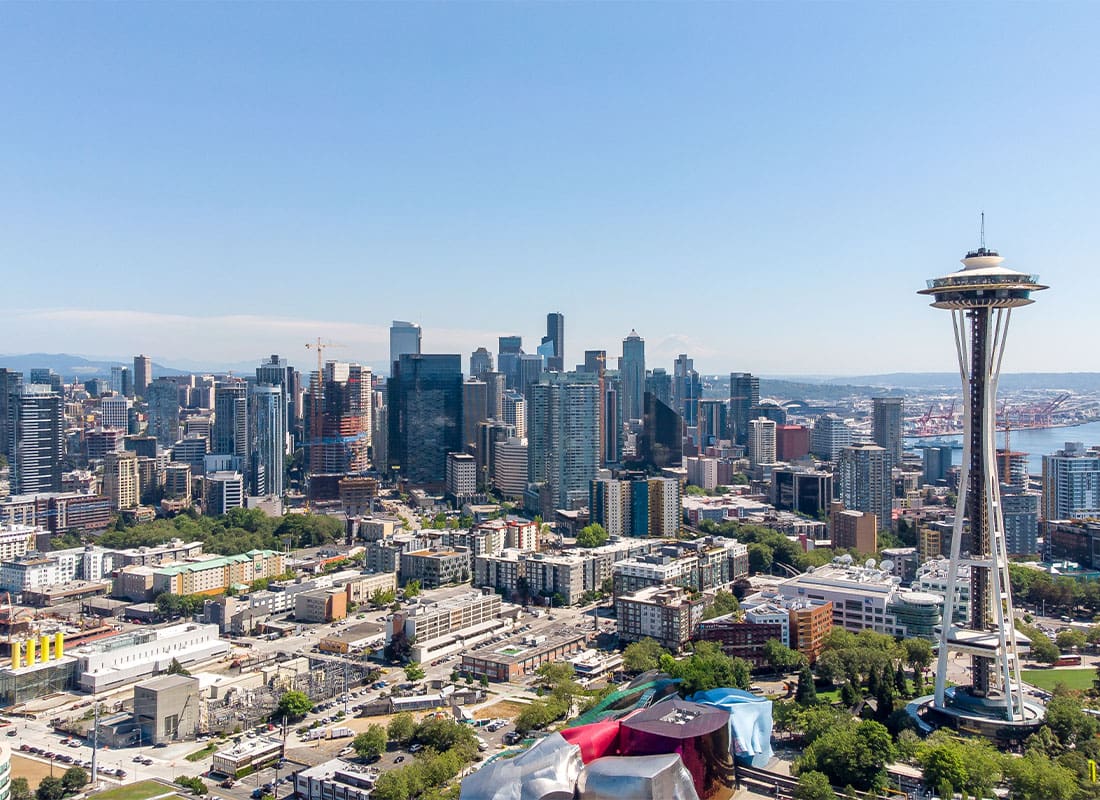Seattle, WA - Aerial View of Seattle Downtown