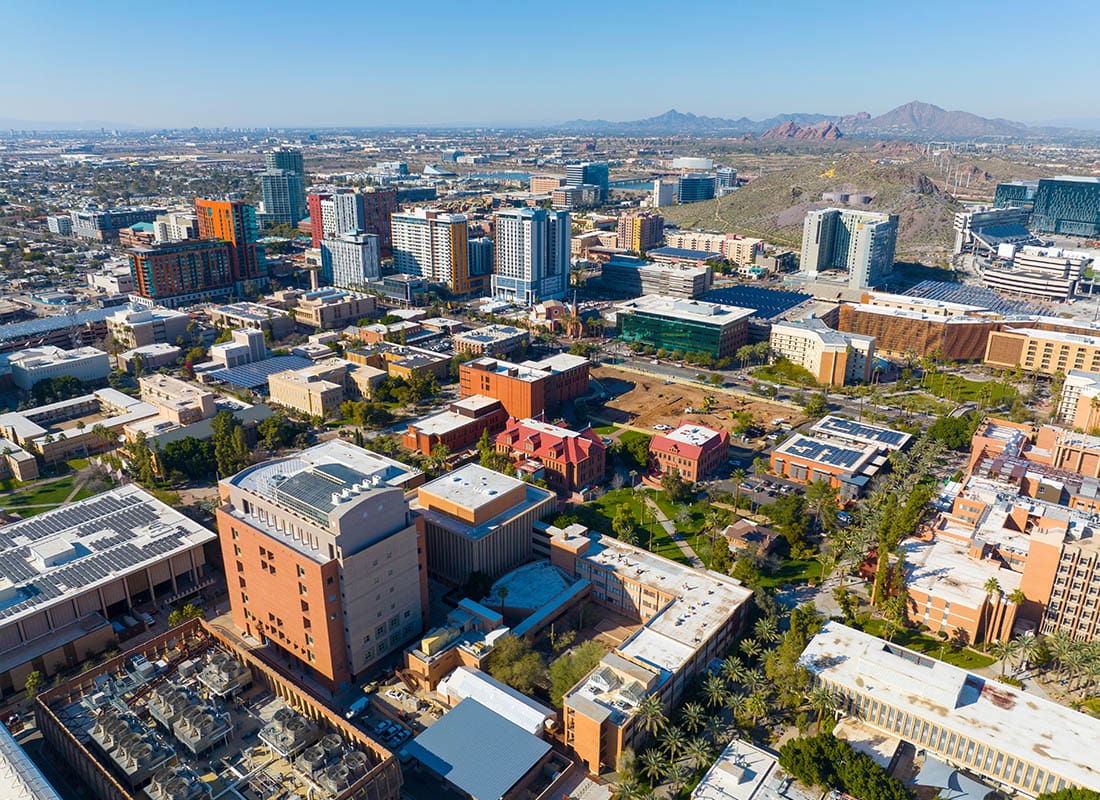 Tempe, AZ - Tempe City Downtown and Arizona State University Main Campus
